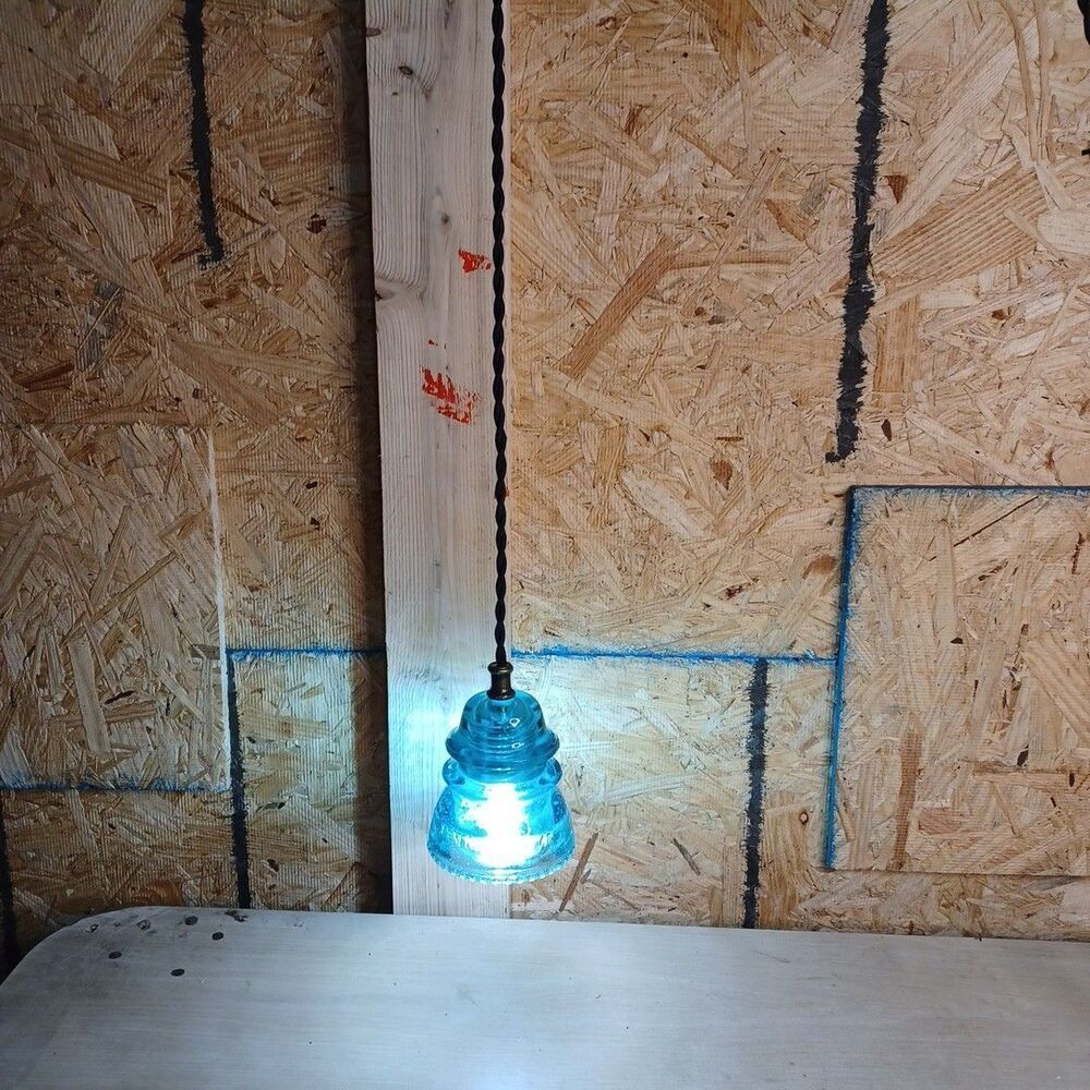 1900's Glass Insulator Pendant Light Industrial Railroad Hanging Lamp Steampunk